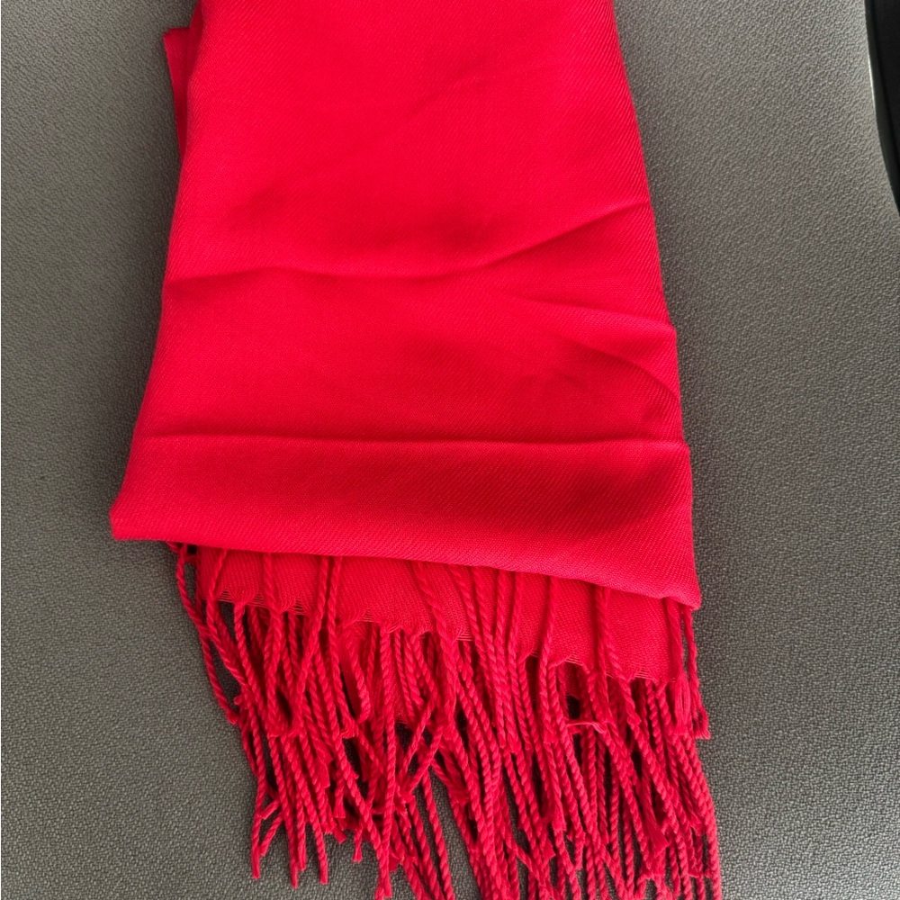 Vibrant Red Fringe Scarf